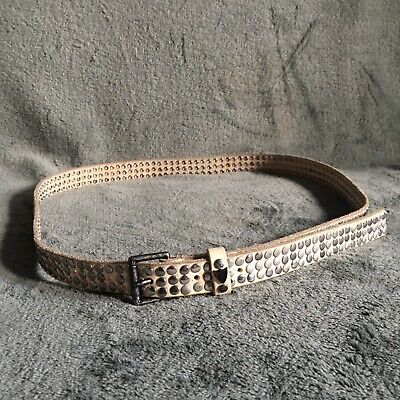 HTC Hollywood Trading Company Studded Beige Leather Belt HTC Hollywood Trading Company Studded Beige Leather Belt