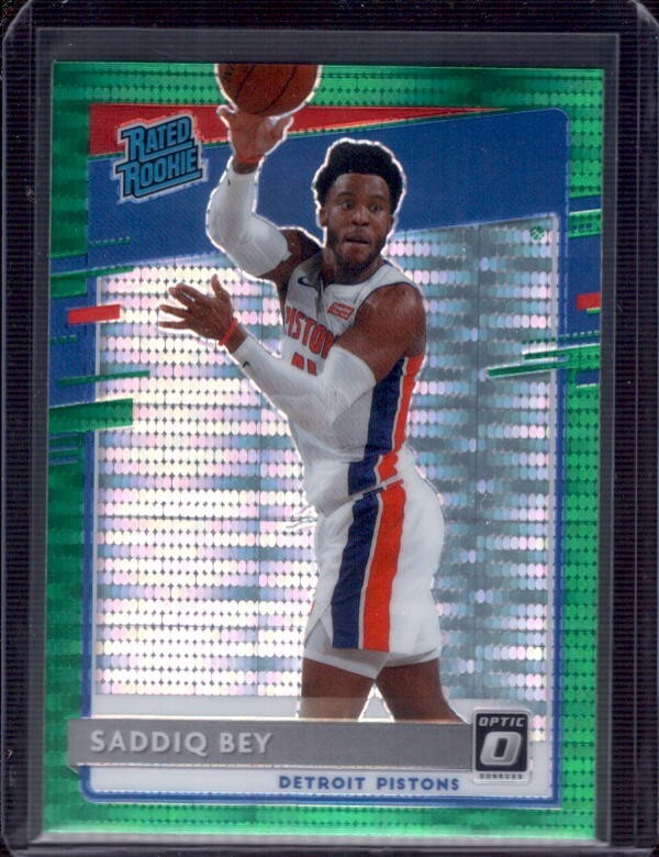 SADDIQ BEY 2020-21 Donruss Optic #169 Green Pulsar Holo Prizm Rated Rookie RC