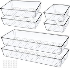 6 PCS Clear Plastic Drawer Organizer, Large 15 X 6 3-Size Acrylic Stackable Kitc