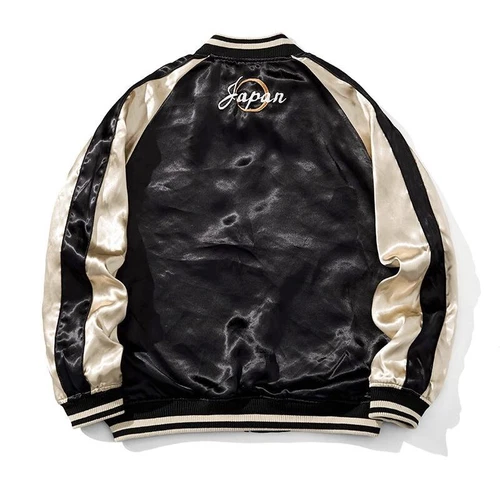 Men Souvenir Jacket Japanese Pattern Embroidery Dragon Sakura Reversible Sukajan - Picture 6 of 10