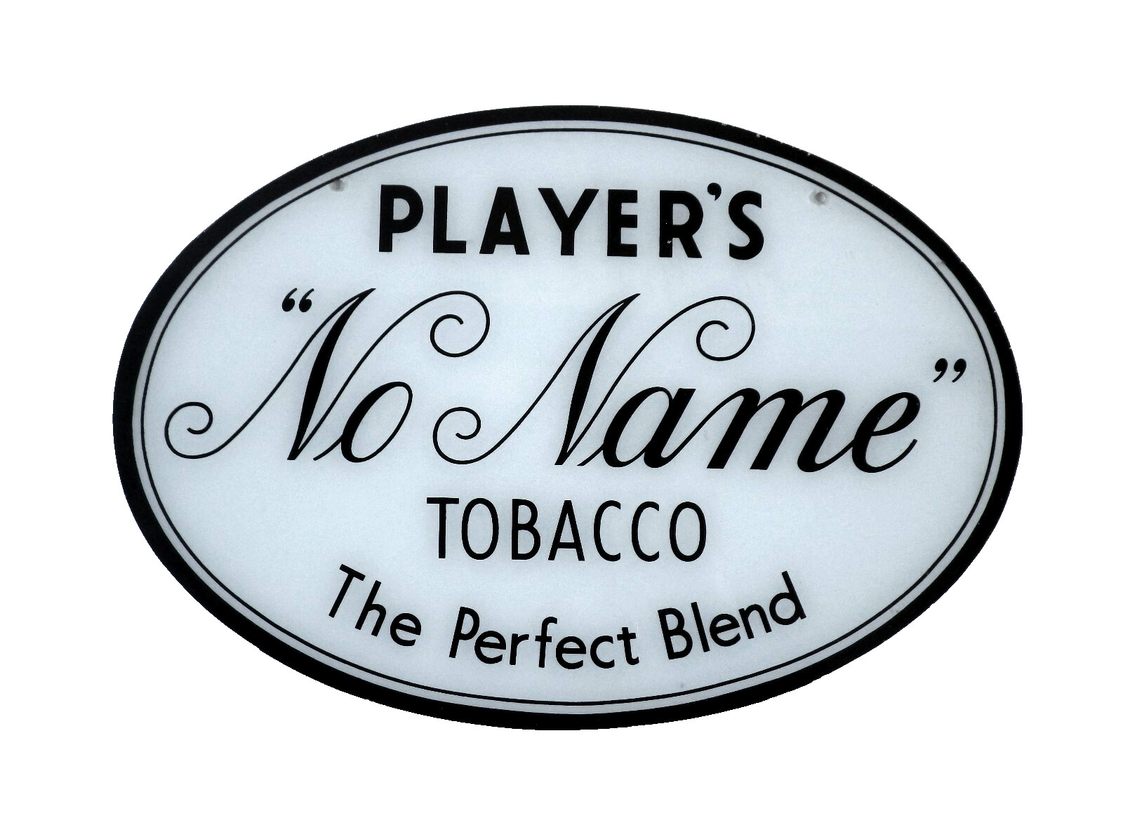 Player's No Name Tobacco Oval Glass Advertising Sign 13.5in x 9.5in L908