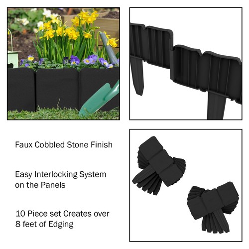 Pure Garden 10pcs Garden Edging Stone Border- 8' Black , NEW - Picture 3 of 7