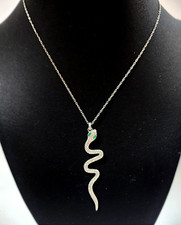 NEW COTE D'ARGENT STERLING SILVER 925, CRYSTALS CZ SNAKE CHARM CHAIN NECKLACE
