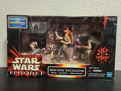 Vintage 1999 Star Wars Episode 1 Mos Espa Encounter Jar Jar Binks CommTech NEW