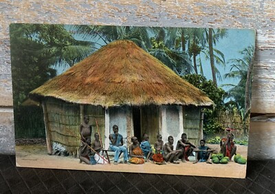 AFRIKA EINE gebürtige Hütte farbige Postkarte Lebombo Ostafrika S.p.G um 1907