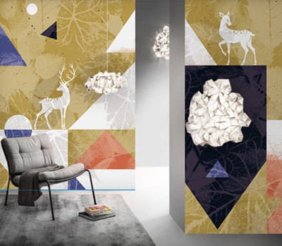 3D Geometric Elk Wallpaper Wall Mural Removable Self-adhesive 696