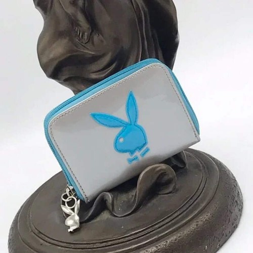 Women’s Playboy Grey | Blue Patent Fashion Wallet NWT - Picture 4 of 5