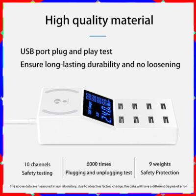Smart USB multi-port 5V/8A charger +8USB+ non-slip pad hub for safe charging
