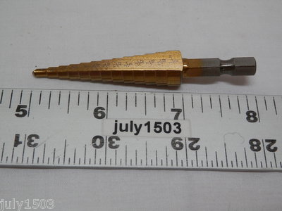 (1) Quick Change 13 size 1/8'' - 1/2'' Titanium Coated Step Drill #1 