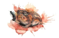 Desert Rain Frog with Gun 11x17 Fine Art Print