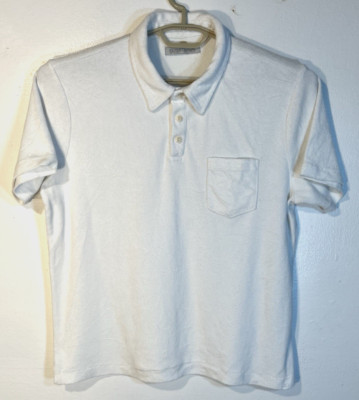 OuterKnown Men's Medium Ivory Terry Cloth Beach Polo Shirt