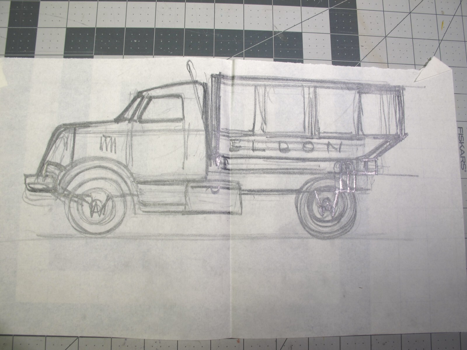 vtg 1955 Marx Dump Truck toy Eldon Dedini sketch concept art v8