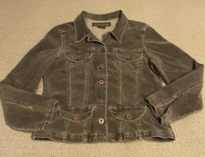 Jeanstar Women's Med Jacket Blazer Green Khaki Corduroy Cowgirl Distressed Short