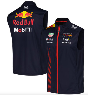 Unisex L - Castore Navy Red Bull Racing 2023 Team Hybrid Gilet Full-Zip Vest NEW