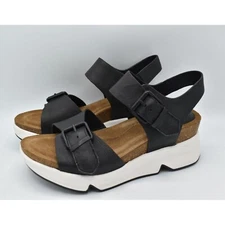 Sofft Womens Size 9.5 Castello Black Leather Sporty Open Toe Sandals Shoes