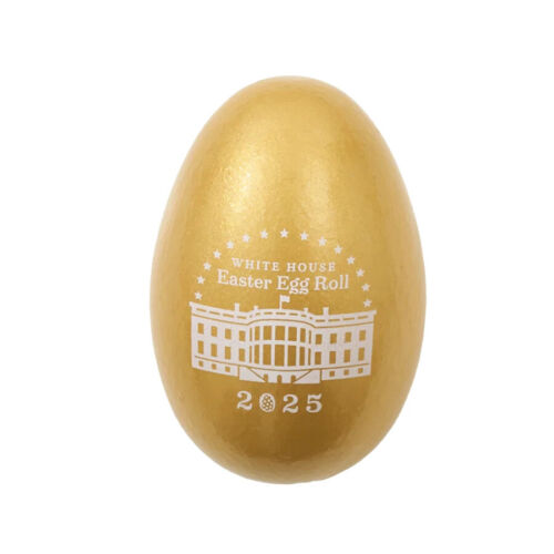 2025 Donald Trump White House Oversize GOLD Commemorative Easter Egg in Box-New
