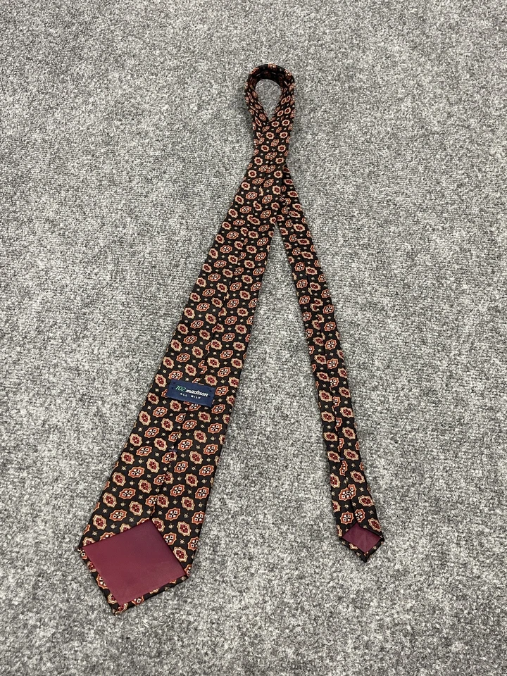 "Corbata corta Madison 102 para hombre toda seda cachemira floral usada en excelente estado con:4 L:54"" corta N37" Foto 4 de 4