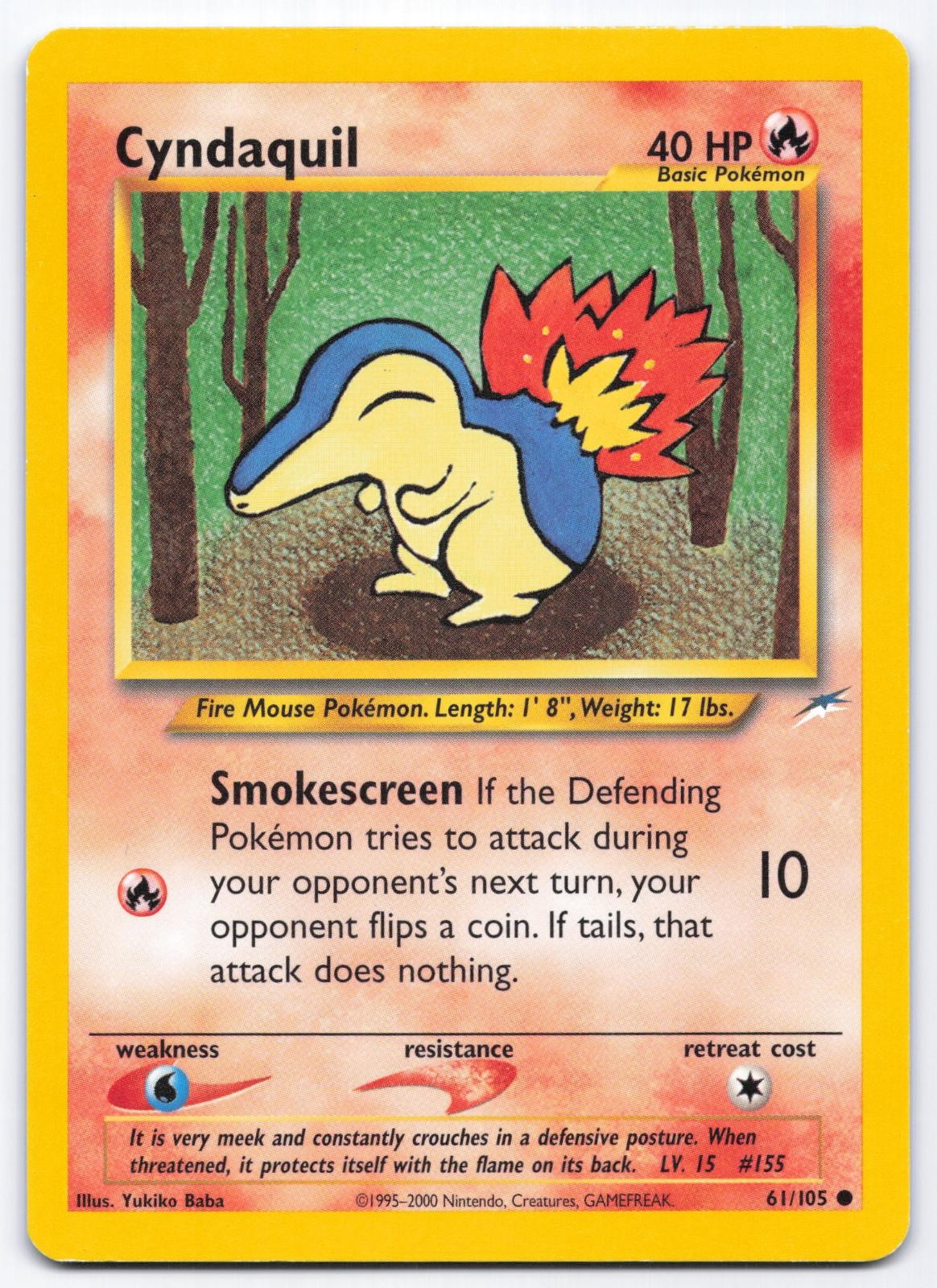 Cyndaquil 61/105 Neo Destiny Unlimited Common Pokemon Card Yukiko Baba LP