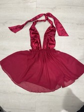 Handmade Red Satin Chiffon Halter Babydoll Lingerie Teddy One Size