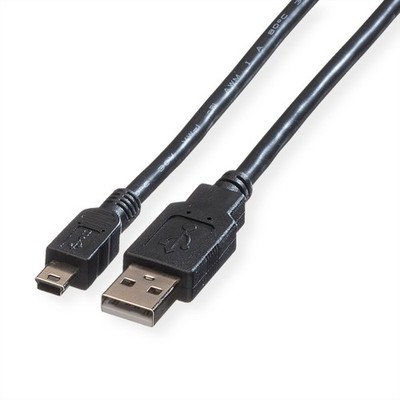 USB 2.0 Kabel, Typ A - 5-Pin Mini, schwarz, 3 m