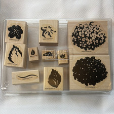 Stampin' Up Definitely Decorative Hydrangea Wood Mounted Stamp Set of 10, 1998