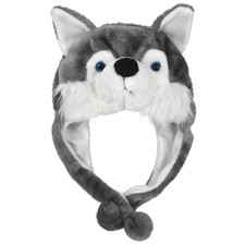 Lacheln Animal Plush Hats for Boys Girls Women Men Halloween Medium, Husky