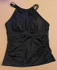 Gibson Latimer Women's Black Swimsuit High Neck Top Tie Around Neck Sz. Medium