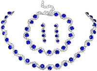 Clataly Braut Hochzeit Bunte Kristall Halskette Ohrringe Armband Set Silber Brau