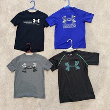 Boys Size YSM/YMD Under Armour T Shirt Lot HeatGear Athletic Performance Sports