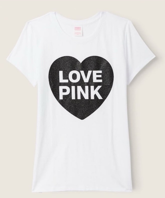 T-shirt Victoria's Secret PINK - Coupe Quotidienne, Manches Courtes, Taille L Rose