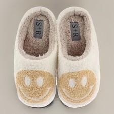 NEW- Women s Smiley Face Slippers Cozy Slide Slipper- LARGE -Size 9 SEALED
