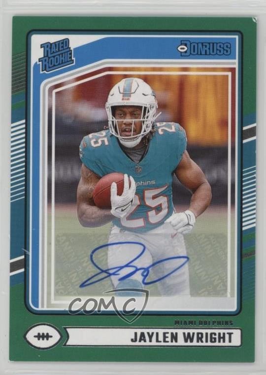 2024 Panini Donruss Rated Green Jaylen Wright #344 Rookie Auto RC 7sd