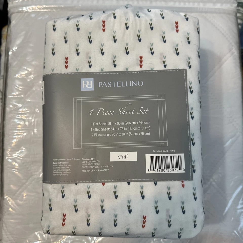 Pastellino 4 Piece Full Size Sheet Set Multicolor Red & Green Light Weight #234A - Imagem 3 de 4