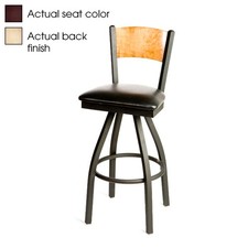 Oak Street Mfg Plain Natural Wood Back Swivel Barstool w/Wine Vinyl