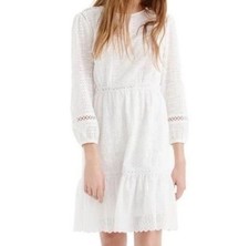 J.Crew White Eyelet Flutter-hem Dress White Size: 6