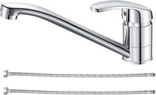 Modern Kitchen Sink Mixer Taps Swivel Spout Single Lever Tap Luna Mono Chrome UK