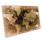 Vintage Grunge World Map Canvas Print: Rustic Earth Tone Wall Art for