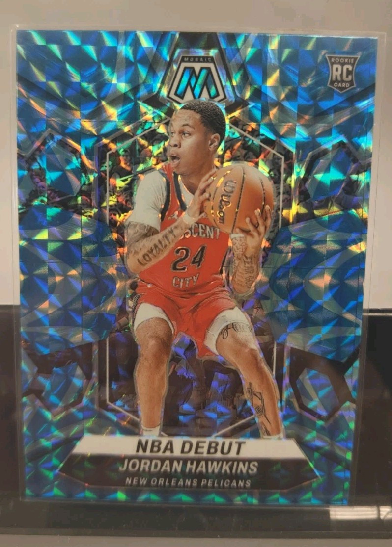 2023-24 Panini Mosaic - NBA Debut Reactive Blue Mosaic Prizm #253 Jordan Hawkins