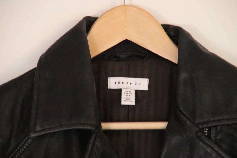 Jacke, Leder, Damen, schwarz, Gr. 40, Topshop - Bild 4 von 4