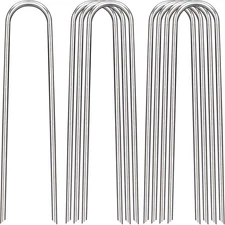 8 Inch Landscape Staples, 25 Pack Galvanized Landscape Stakes Heavy Duty 8 Gauge
