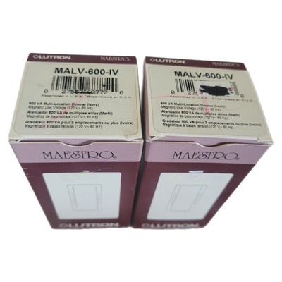 2 Lutron MALV-600-IV Maestro 600VA 500W Magnetic Low Voltage Dimmer in Ivory NEW