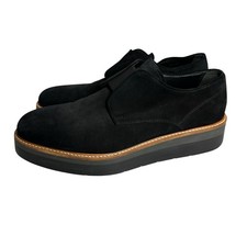 Vince Loafer Shoes Davy Slip on Platform Black Suede Leather Womens Sz 9