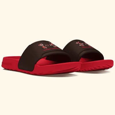 Under Armour Ignite GRH Logo UA Red Black Slip On Sandal 