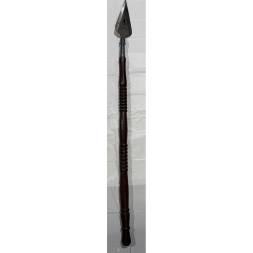 Vintage Pakistan Decorative Spear Wooden Shaft Crocodile Logo Stainless Blade