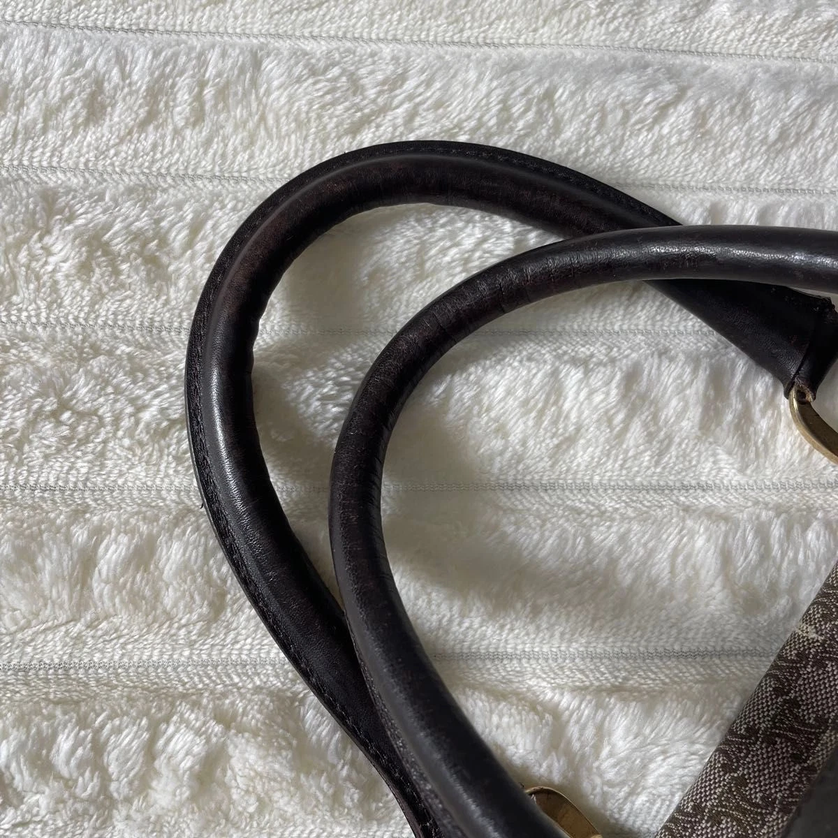 Borsa Celine Boston borsa a mano logo macadam PVC pelle marrone USATA originale #S1982