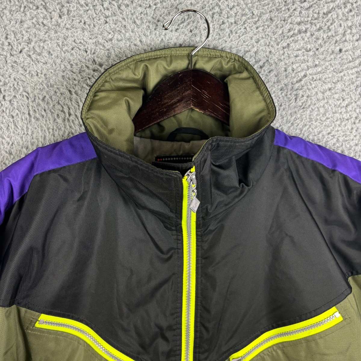 Vintage Sun Valley Ski Jacket Men's Black Medium Color Block Retro