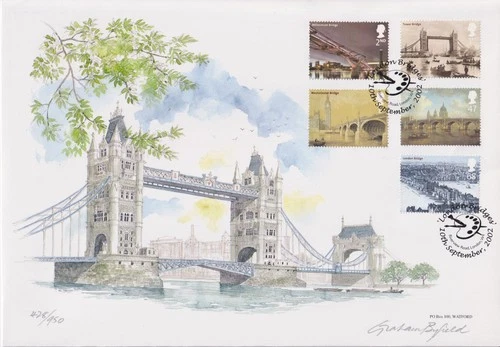 GB Ltd Ed #428/950 Painting FDC: 2002 'London Bridges' by Graham Byfield