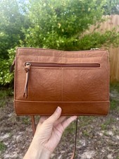 Brown Crossbody Bag Adjustable Strap Interior Organizer