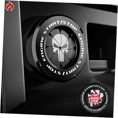  Rotary Push Start Button Cover, Punisher Car Accessories B-Punisher-Black