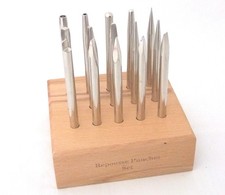 15 Punch Repouss , Chasing, Planishing, And Raising Set In Wood Base